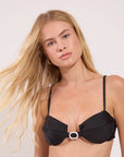 Underwire bikini top from the Marnie collection in black with front ring detail