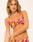 Strapless bikini top from the Mosaico collection with colourful geometric print