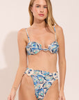 Underwire bikini top from the Oyster collection with blue shell-inspired print
