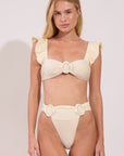High waist bikini bottom from the Pearl collection in ivory colour