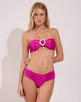 Strapless bikini top from the Sunna collection in bright pink with ring detail