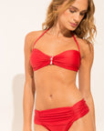 Strapless bikini top from the Marinaio collection in solid red colour