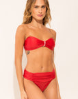 Strapless bikini top from the Marinaio collection in solid red colour