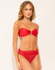 Strapless bikini top from the Marinaio collection in solid red colour