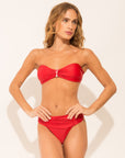 Strapless bikini top from the Marinaio collection in solid red colour