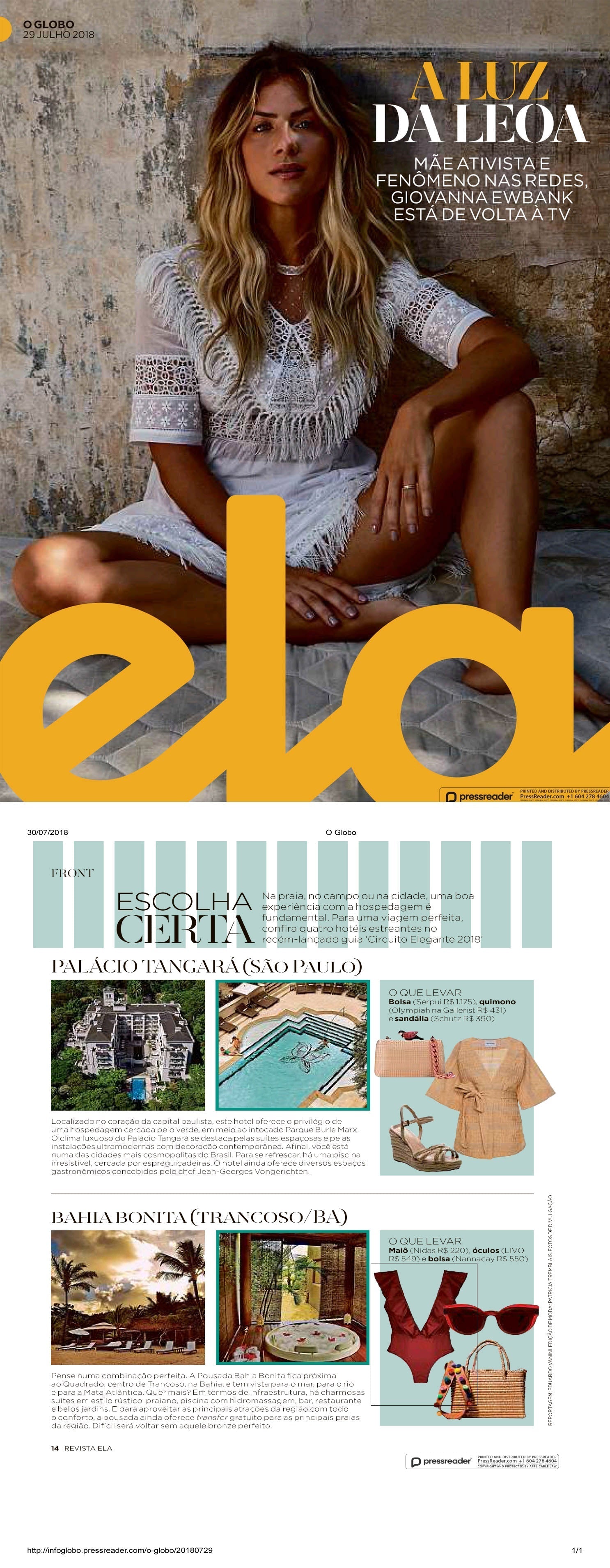 Nidas in O Globo: Front Page News, Beach-Ready