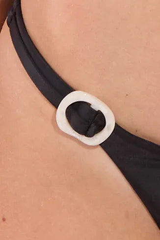 Brazilian bikini bottom from the Marnie collection in black with side ring detail