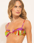 Bikini top from the Mosaico collection with colourful geometric print and ring detail