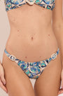 Brazilian bikini bottom from the Oyster collection with blue shell-inspired print