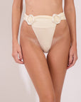 High waist bikini bottom from the Pearl collection in ivory colour