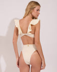 High waist bikini bottom from the Pearl collection in ivory colour