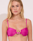 Underwire bikini top from the Sunna collection in bright pink with ring detail