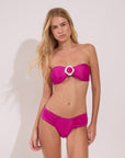 Strapless bikini top from the Sunna collection in bright pink with ring detail