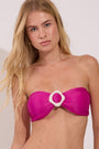 Strapless bikini top from the Sunna collection in bright pink with ring detail