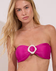Strapless bikini top from the Sunna collection in bright pink with ring detail