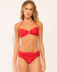 Strapless bikini top from the Marinaio collection in solid red colour