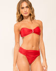 Strapless bikini top from the Marinaio collection in solid red colour